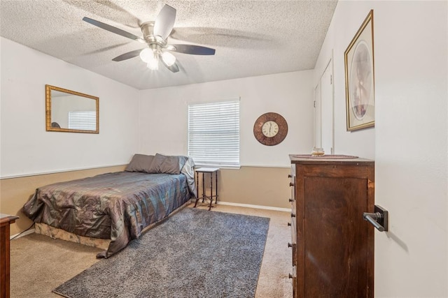 1301 N Broadview Dr, Oklahoma City, OK 73127 - bedroom with carpet floors, a textured ceiling, and a ceiling fan