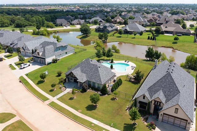 209 Pont Julienn Ct, Edmond, OK 73034 - aerial view of residential area featuring a large body of water and a pool area