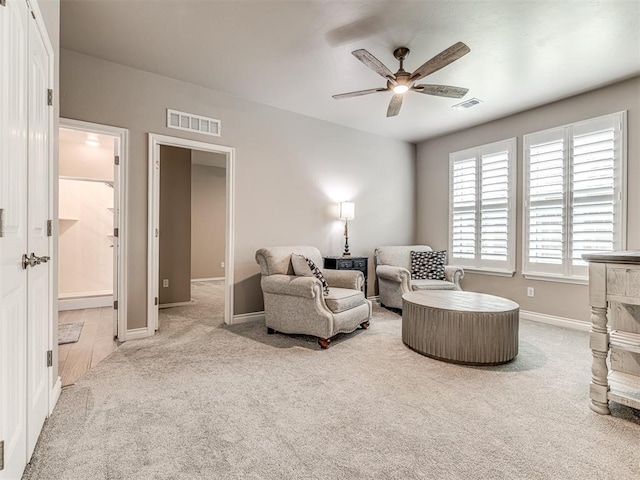 210 Bulverde Dr, Norman, OK 73069 - sitting room featuring carpet floors and ceiling fan