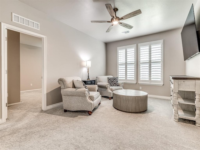 210 Bulverde Dr, Norman, OK 73069 - sitting room featuring carpet flooring and ceiling fan