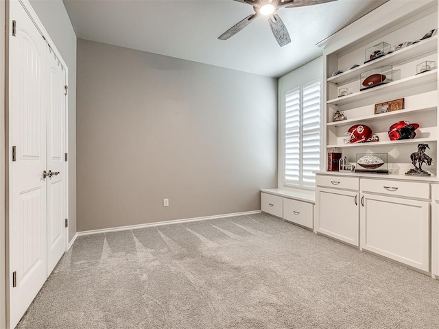 210 Bulverde Dr, Norman, OK 73069 - unfurnished bedroom with light colored carpet and ceiling fan