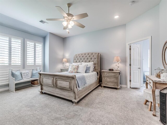 210 Bulverde Dr, Norman, OK 73069 - bedroom featuring carpet floors and ceiling fan