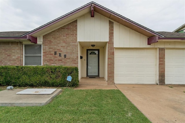 809 N Southminster St, Moore, OK 73160 - view of front of house with brick siding, driveway, roof with shingles, and a front yard