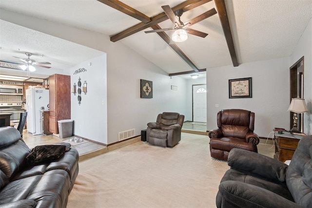 809 N Southminster St, Moore, OK 73160 - living room with ceiling fan and light colored carpet