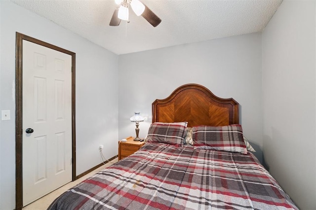 809 N Southminster St, Moore, OK 73160 - carpeted bedroom with ceiling fan and a textured ceiling