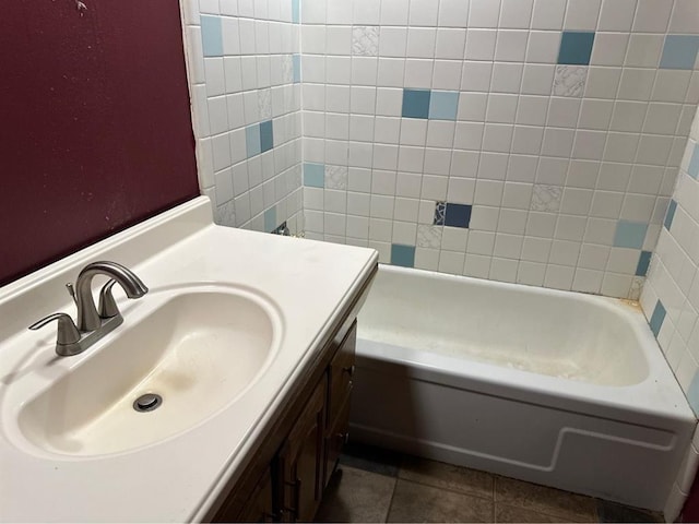 1408 NW 107th St, Oklahoma City, OK 73114 - full bathroom featuring a bathtub, vanity, and tile patterned flooring