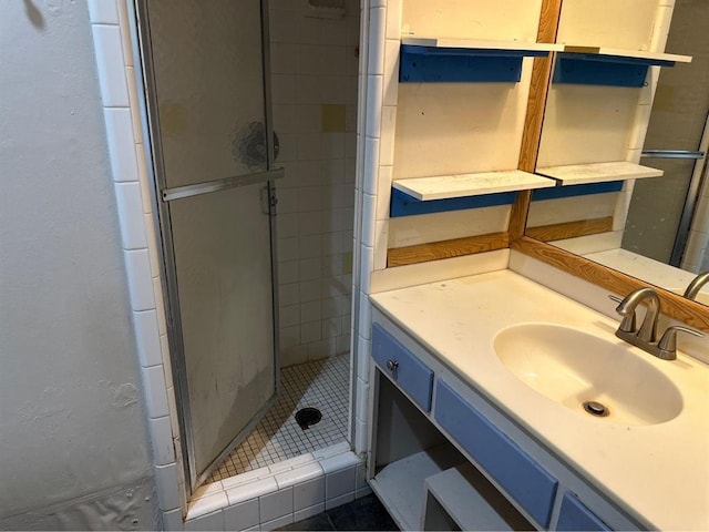 1408 NW 107th St, Oklahoma City, OK 73114 - bathroom with a stall shower and vanity