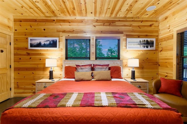 232 Orange Grove Rd, Broken Bow, OK 74728 - bedroom with wood ceiling, wood walls, and wood finished floors