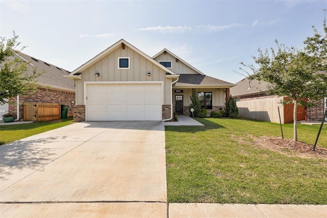 2408 NW 179th St, Edmond, OK 73012 - craftsman inspired home with board and batten siding, an attached garage, driveway, and brick siding