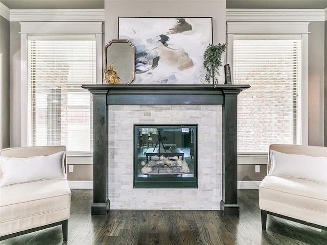 3009 Cordova Ct, Norman, OK 73072 - living area with wood finished floors, crown molding, and healthy amount of natural light