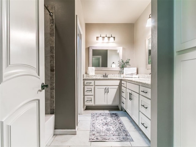3009 Cordova Ct, Norman, OK 73072 - bathroom with vanity, tile patterned flooring, and shower / tub combination