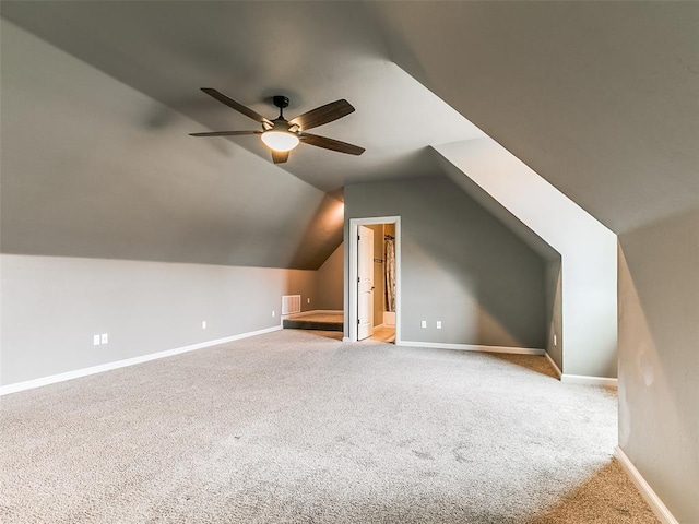 3009 Cordova Ct, Norman, OK 73072 - bonus room featuring carpet flooring, vaulted ceiling, and a ceiling fan