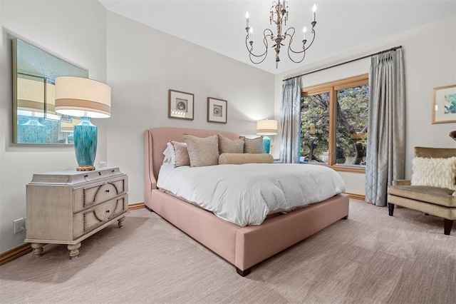 18816 Otter Creek Dr, Edmond, OK 73012 - bedroom featuring a chandelier and baseboards