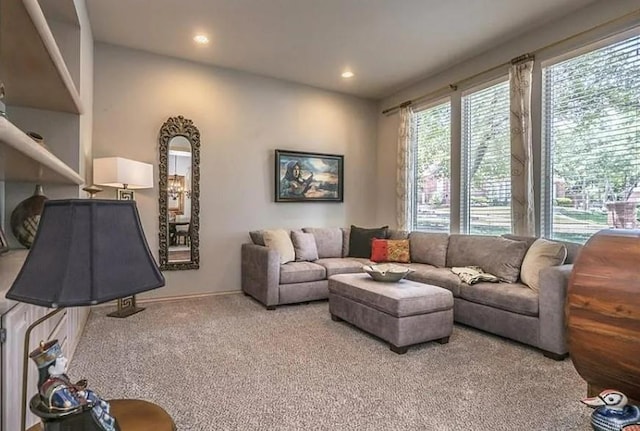716 Fox Bend Trl, Edmond, OK 73034 - carpeted living room featuring recessed lighting