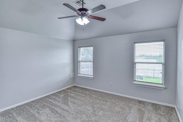 816 Lakeview Dr, Moore, OK 73160 - unfurnished room featuring healthy amount of natural light, carpet floors, ceiling fan, and lofted ceiling