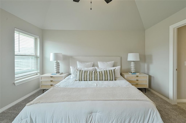 3808 Palmetto Trl, Oklahoma City, OK 73179 - carpeted bedroom with lofted ceiling and a ceiling fan
