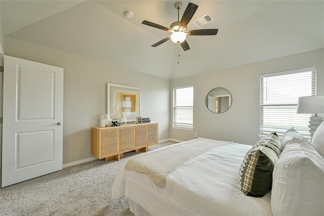 3808 Palmetto Trl, Oklahoma City, OK 73179 - carpeted bedroom featuring lofted ceiling and a ceiling fan