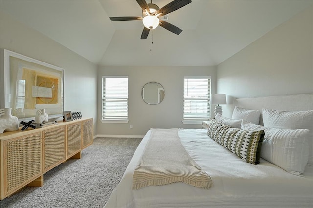3808 Palmetto Trl, Oklahoma City, OK 73179 - carpeted bedroom featuring lofted ceiling and a ceiling fan