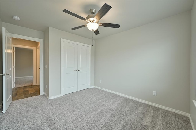 3808 Palmetto Trl, Oklahoma City, OK 73179 - unfurnished bedroom featuring carpet flooring, a closet, and a ceiling fan