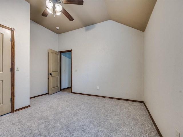 2801 SE 5th St, Moore, OK 73160 - unfurnished bedroom featuring carpet floors, lofted ceiling, and a ceiling fan