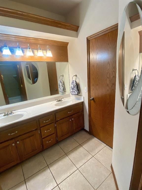 450 Hickory Hill Dr, Choctaw, OK 73020 - full bath with double vanity and tile patterned floors