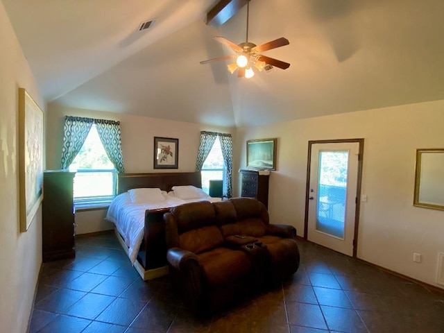 450 Hickory Hill Dr, Choctaw, OK 73020 - bedroom featuring multiple windows, tile patterned flooring, and a ceiling fan