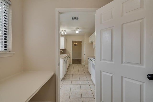 12210 High Meadow Ct, Oklahoma City, OK 73170 - bathroom with tile patterned floors, a ceiling fan, and vanity