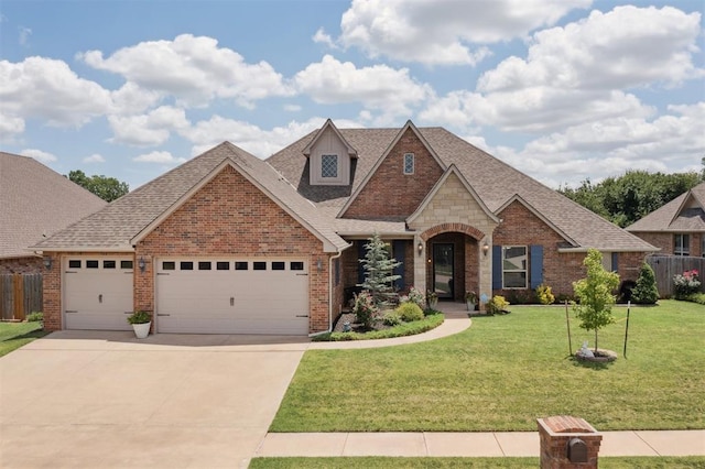 19804 Dalemead Way, Edmond, OK 73012 - view of front of house featuring an attached garage, brick siding, concrete driveway, and roof with shingles