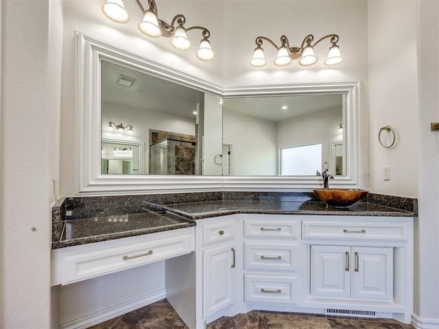 4109 Slate Bridge Rd, Edmond, OK 73034 - bathroom featuring vanity and a shower stall