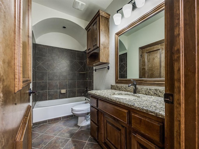 4109 Slate Bridge Rd, Edmond, OK 73034 - bathroom with vanity, tile patterned floors, and bathing tub / shower combination
