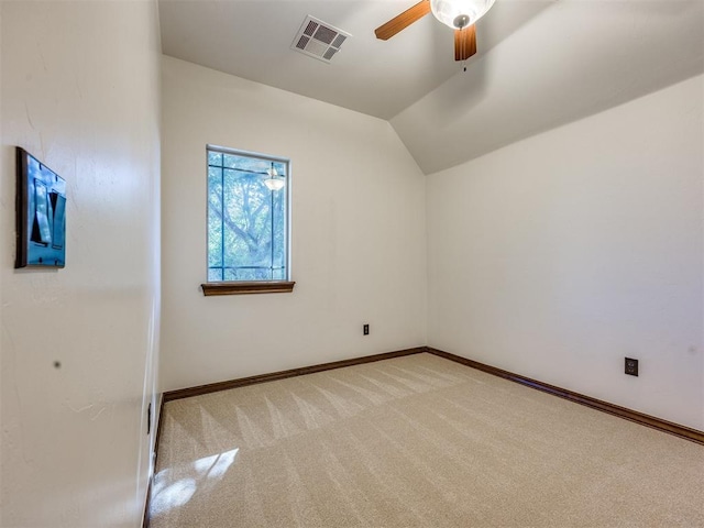 4109 Slate Bridge Rd, Edmond, OK 73034 - bonus room with light carpet, ceiling fan, and vaulted ceiling