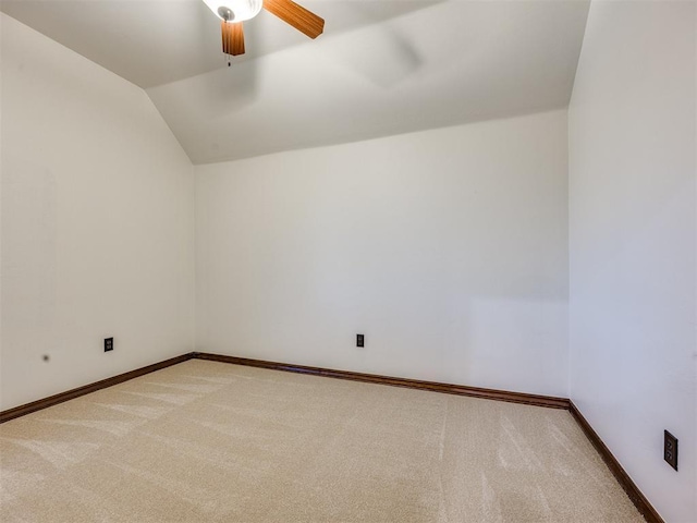 4109 Slate Bridge Rd, Edmond, OK 73034 - unfurnished room with light carpet, a ceiling fan, and lofted ceiling