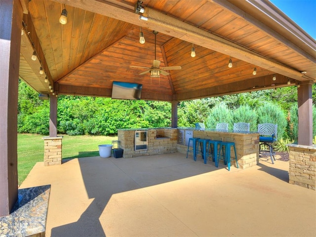 4109 Slate Bridge Rd, Edmond, OK 73034 - view of patio featuring a gazebo and ceiling fan