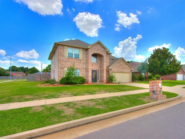 7300 NW 109th St, Oklahoma City, OK 73162 - traditional home with brick siding, concrete driveway, and an attached garage
