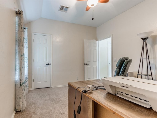 7300 NW 109th St, Oklahoma City, OK 73162 - office space featuring a ceiling fan, light carpet, and lofted ceiling