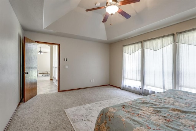3000 Hampshire Ln, Oklahoma City, OK 73179 - bedroom with carpet floors, a ceiling fan, and a tray ceiling