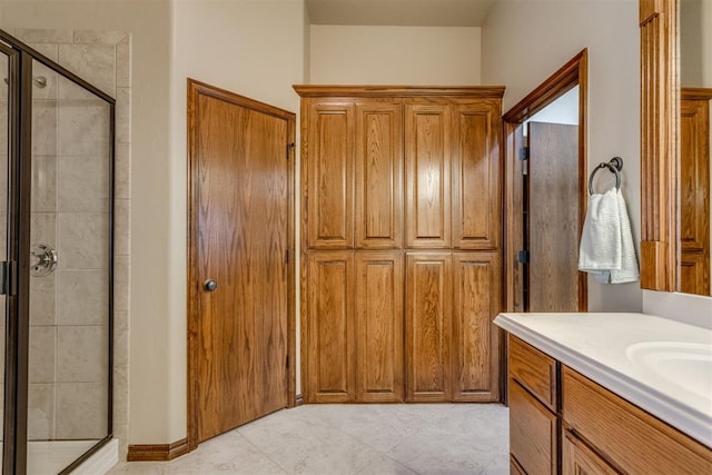 3000 Hampshire Ln, Oklahoma City, OK 73179 - full bath with a shower stall, vanity, and tile patterned floors