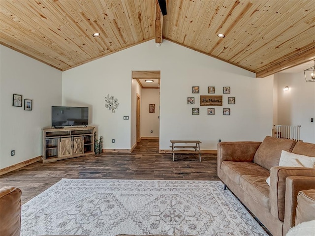 29490 County Road 180th Rd, Stillwater, OK 74075 - living room with wood finished floors, wood ceiling, lofted ceiling, and recessed lighting