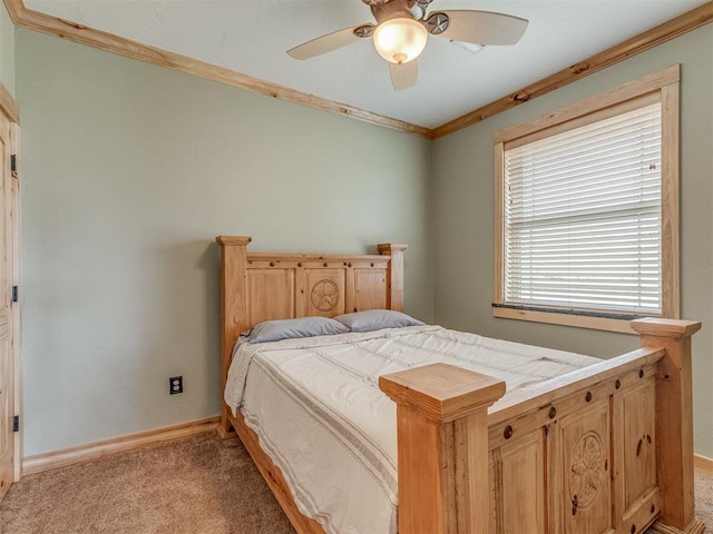 29490 County Road 180th Rd, Stillwater, OK 74075 - bedroom with crown molding, light colored carpet, and a ceiling fan