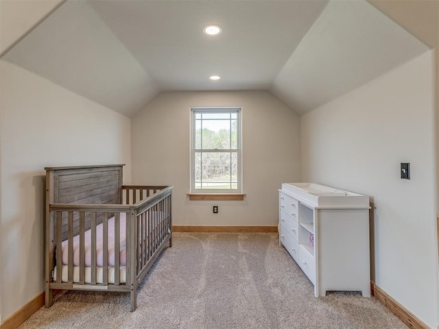 29490 County Road 180th Rd, Stillwater, OK 74075 - unfurnished bedroom featuring lofted ceiling, carpet floors, and recessed lighting