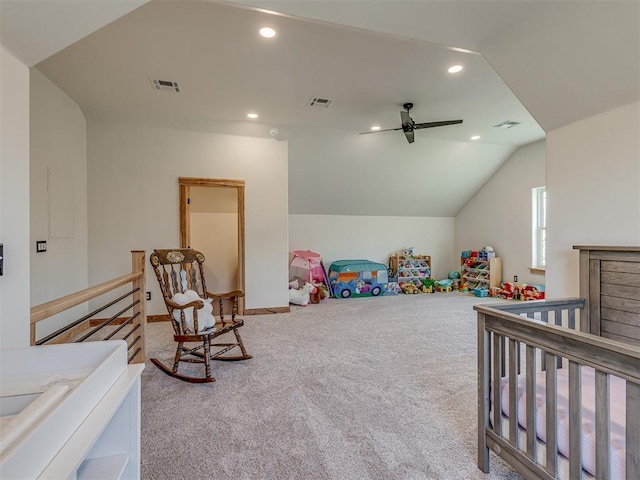 29490 County Road 180th Rd, Stillwater, OK 74075 - carpeted bedroom with vaulted ceiling and recessed lighting