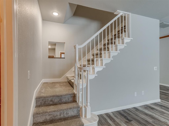 11300 N Pennsylvania Ave Unit 120, Oklahoma City, OK 73120 - stairway featuring wood finished floors