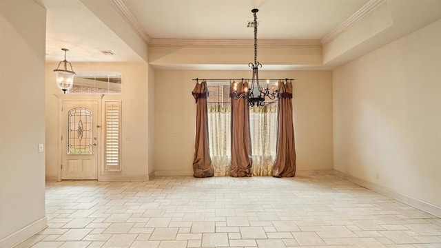 704 Capri Pl, Edmond, OK 73034 - empty room with a chandelier and crown molding