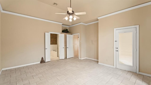 704 Capri Pl, Edmond, OK 73034 - spare room with ceiling fan and ornamental molding