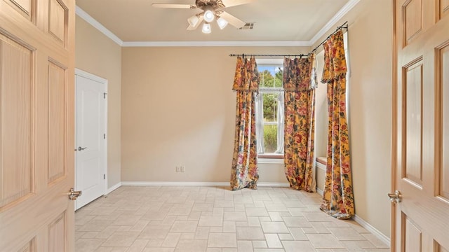 704 Capri Pl, Edmond, OK 73034 - empty room with ceiling fan and ornamental molding