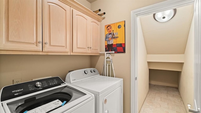 704 Capri Pl, Edmond, OK 73034 - laundry room with separate washer and dryer, cabinet space, and light stone finish floors
