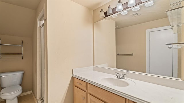704 Capri Pl, Edmond, OK 73034 - bathroom with vanity, a shower stall, and tile patterned flooring