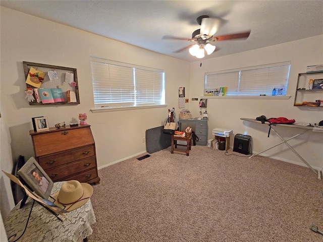 5712 Lawson Ln, Oklahoma City, OK 73132 - sitting room with carpet and ceiling fan