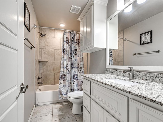 917 NE 34th Ter, Moore, OK 73160 - bathroom with vanity, shower / bath combo, tile patterned floors, and recessed lighting