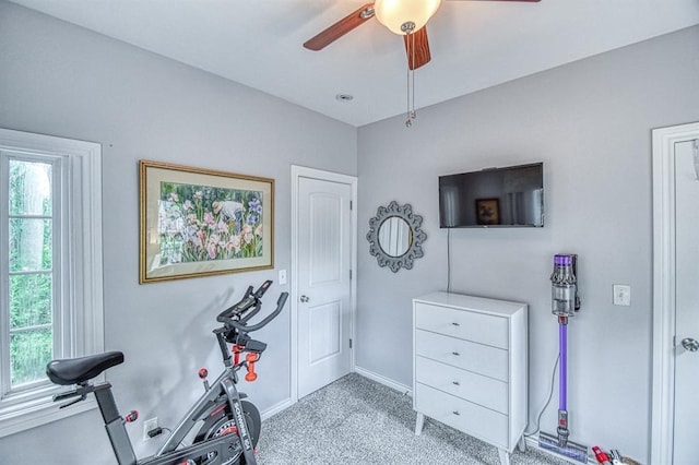 1621 NW 18th St, Oklahoma City, OK 73106 - workout room with ceiling fan and carpet floors
